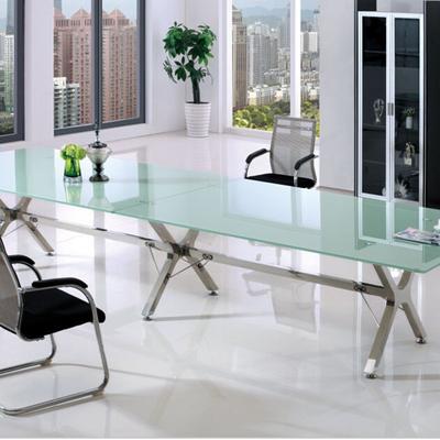 Stylish tempered glass boardroom table JM001